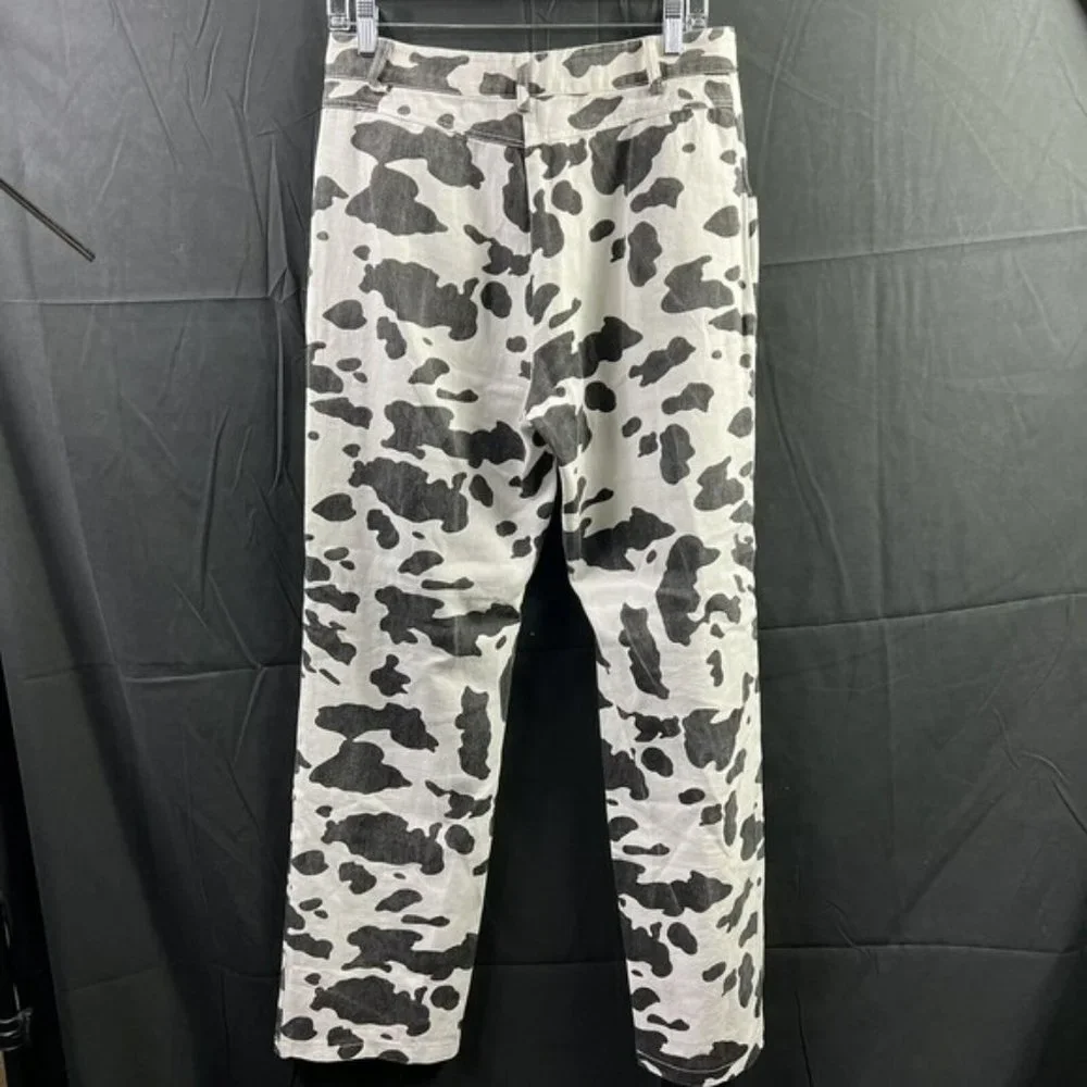Love + Harmony Black White Cow Print Denim High Waist Pants Sz Large 30X29.5